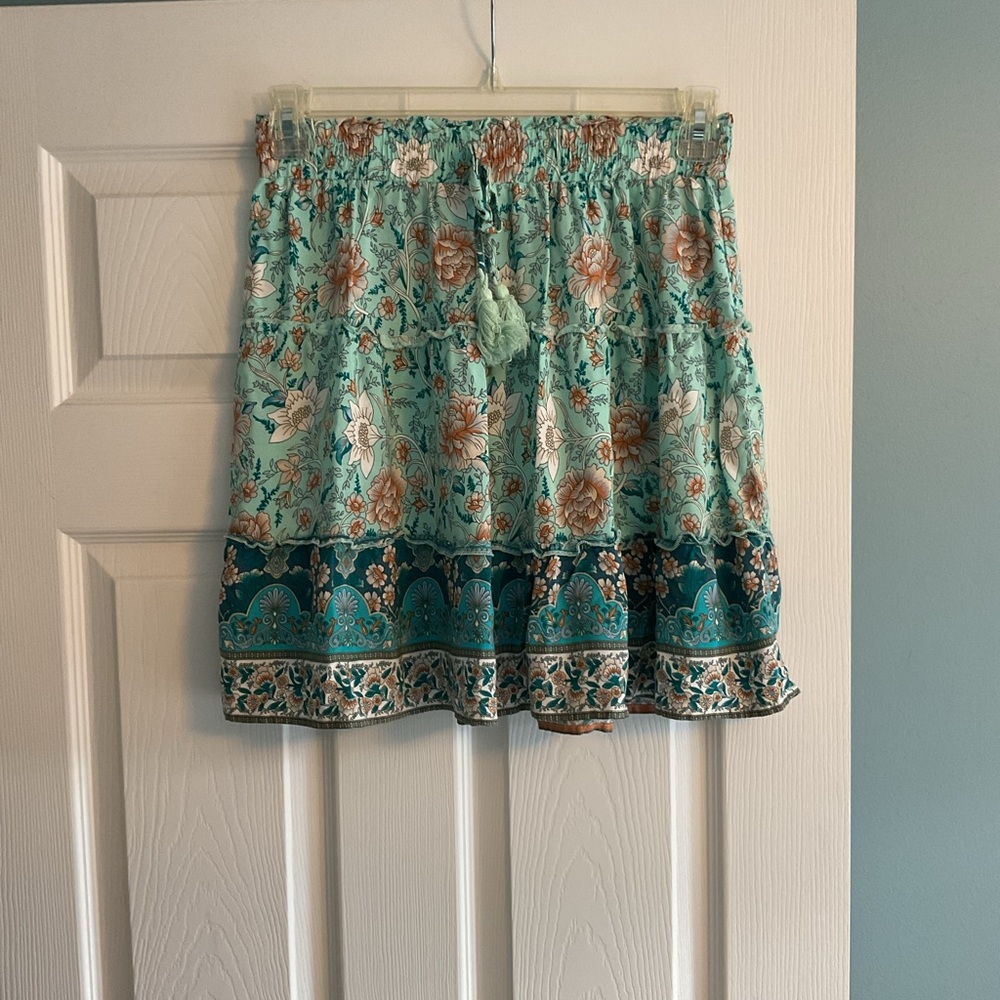 Simple Blue Green Bubble Mini Skirt